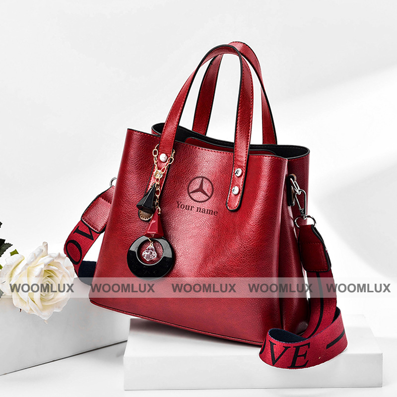 Customize Your Name with MERCEDES Luxury Leather Women Handbag